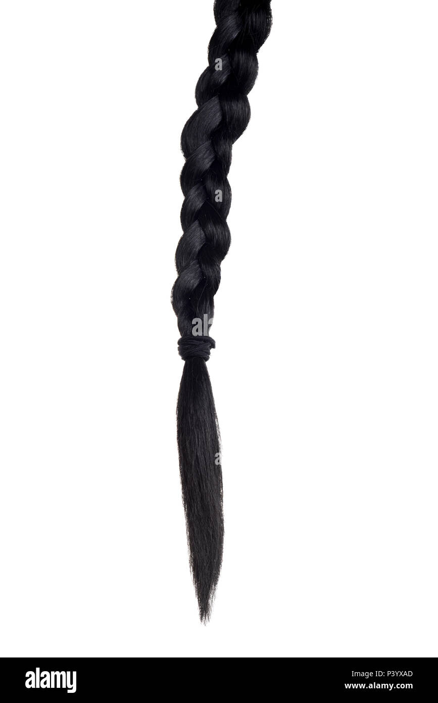 piece of black hair braided Stock Photo