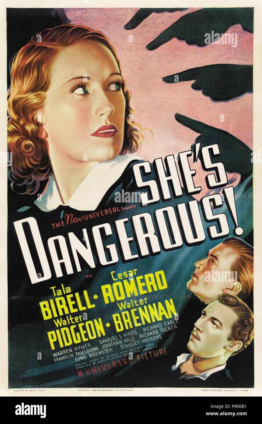 Original Film Title: SHE'S DANGEROUS.  English Title: SHE'S DANGEROUS.  Film Director: LEWIS R. FOSTER; MILTON CARRUTH.  Year: 1937. Credit: UNIVERSAL PICTURES / Album Stock Photo