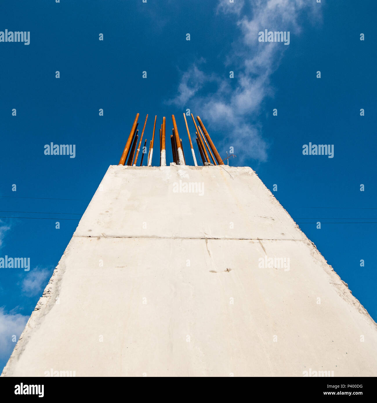 support column and building fittings against the blue sky. Element of a ...