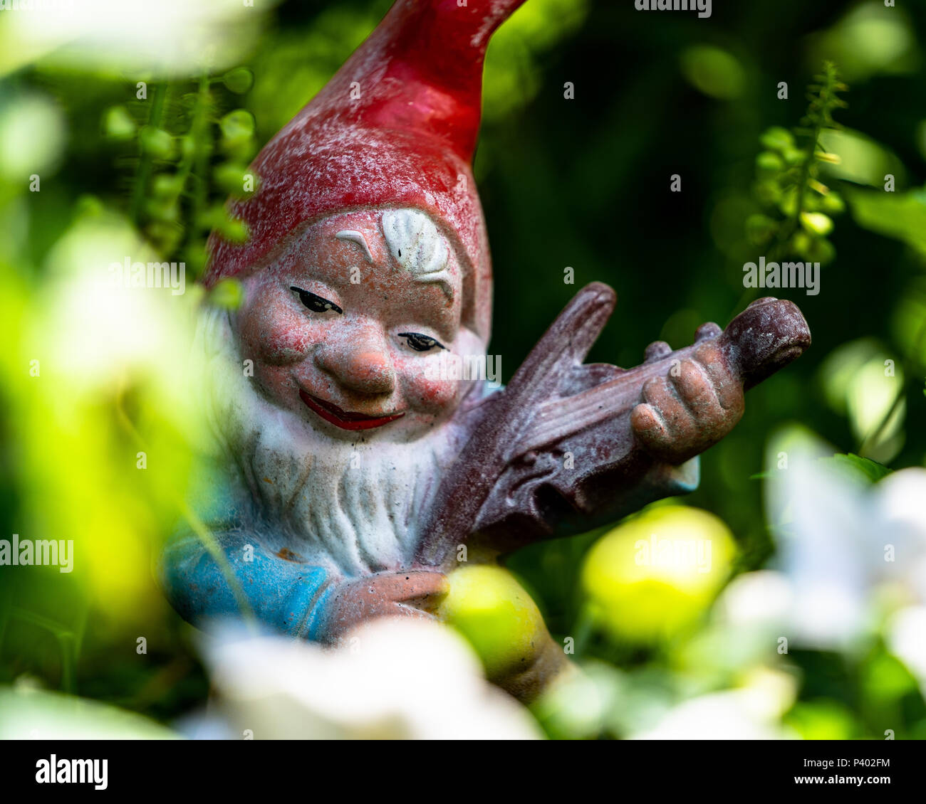 Smurf in a garden Stock Photo