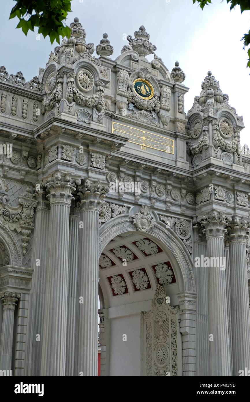 ISTANBUL, TURKEY - MAY 29 : Exterior view of the Dolmabache Palace and Museum in Istanbul Turkey on May 29, 2018 Stock Photo