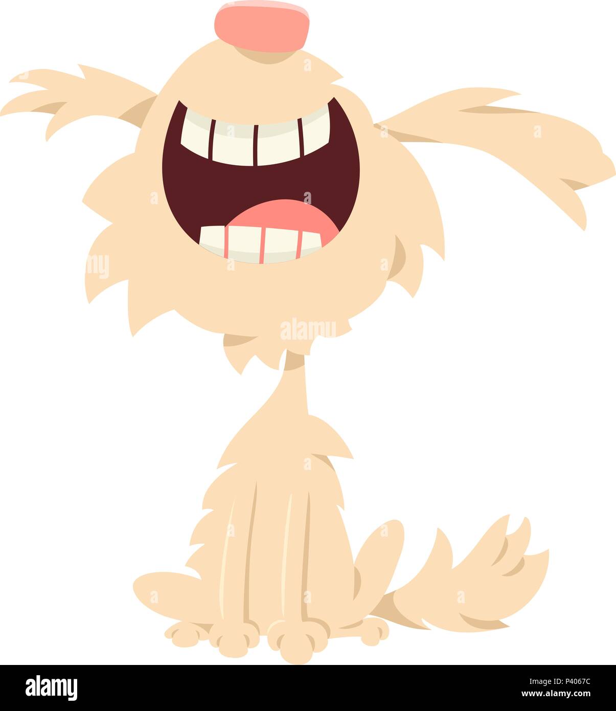 Cartoon Illustration of Funny Shaggy Dog Animal Character Stock Vector