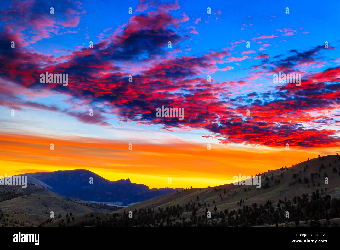 sunrise over sleeping giant mountain near helena, montana Stock Photo