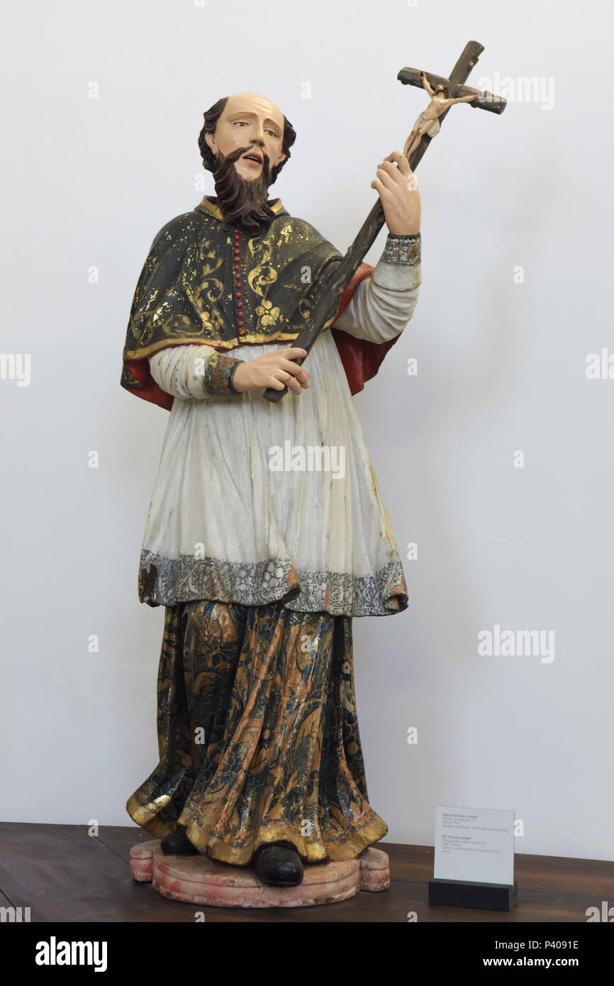 Saint Francis Xavier. Baroque polychrome wooden statue by Portuguese