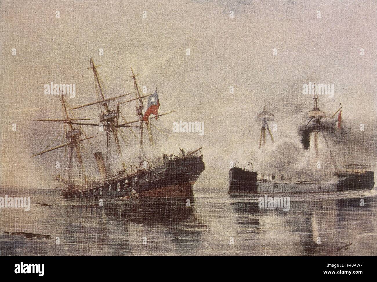COMBATE NAVAL DE ANGAMOS EL 8 DE OCTUBRE DE 1879 - BLINDADOS CHILENOS ...
