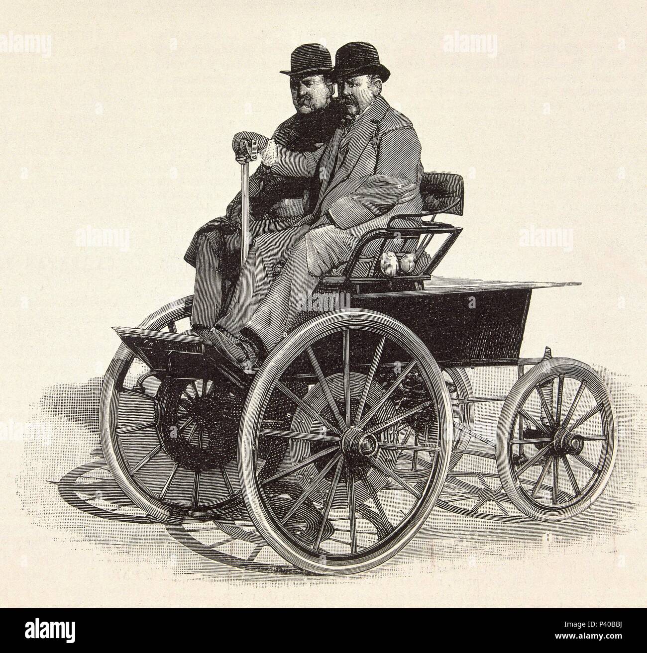 ILUST ESP/AMER-1894-COCHE ELECTRICO,SISTEMA MORRIS Y SALOM. Stock Photo