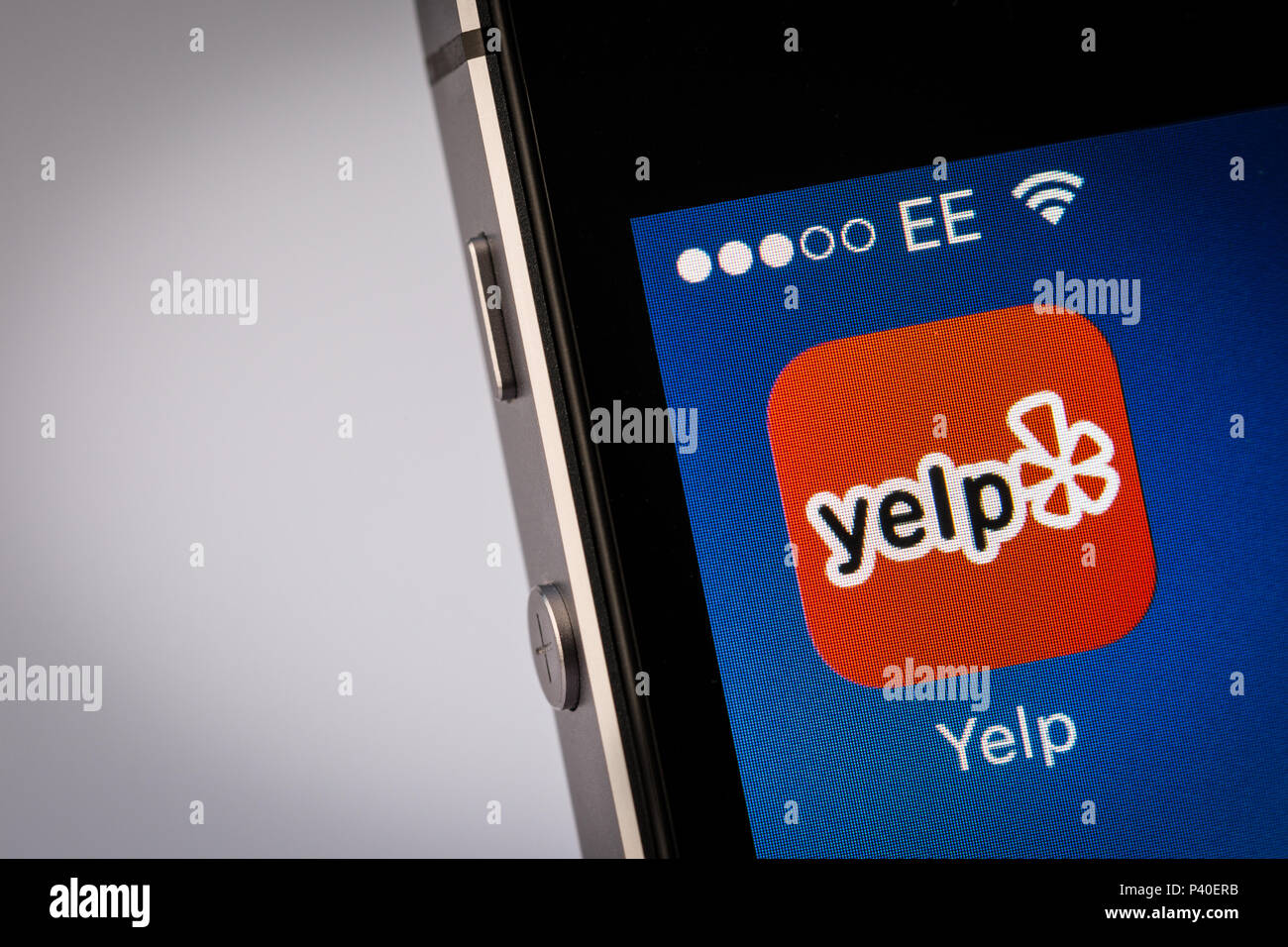 Yelp App on an iPhone smartphone Stock Photo