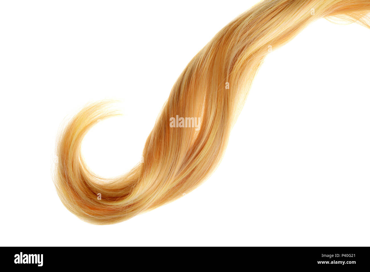 piece of curly blond hair isolated Stock Photo Alamy