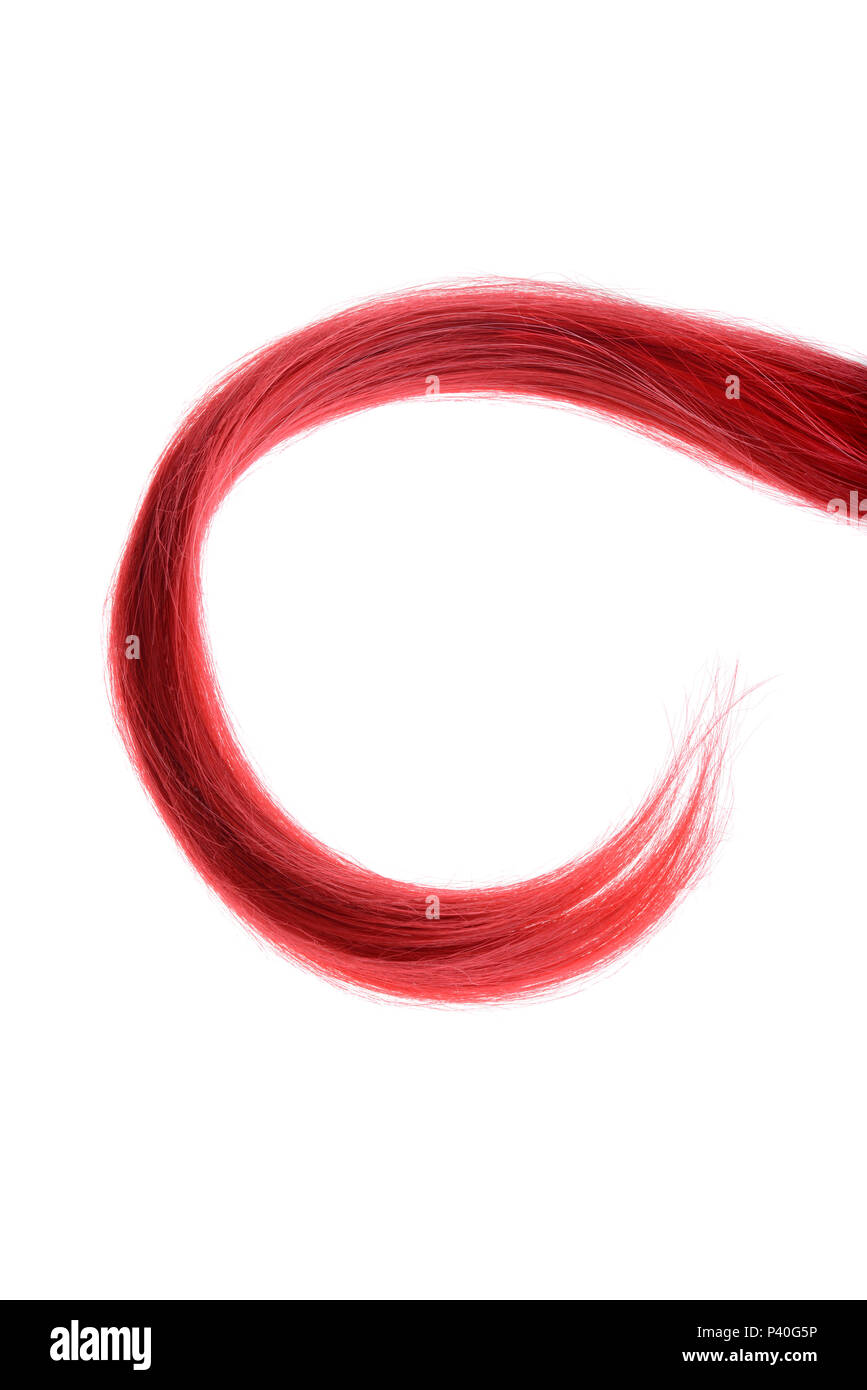 piece of red hair in a curl isolated Stock Photo