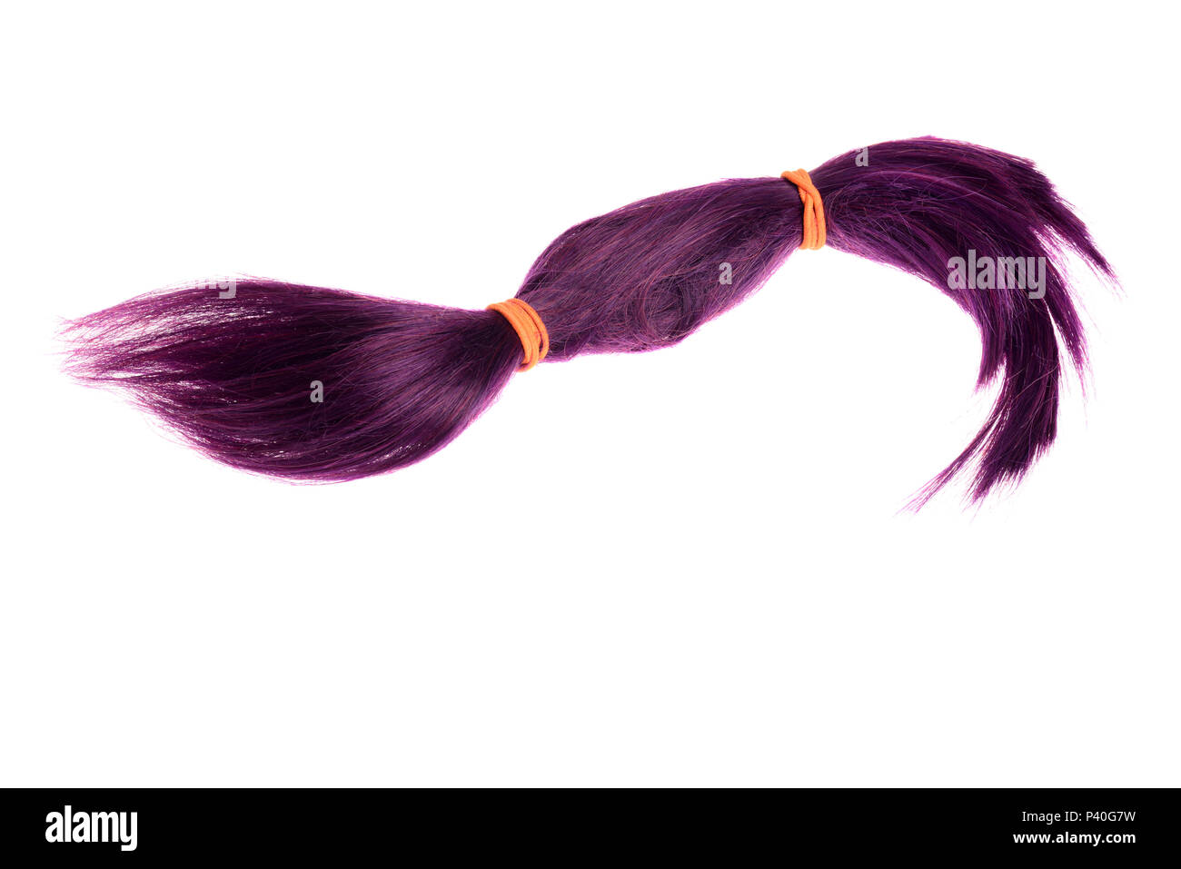 purple weft of hair isolated Stock Photo