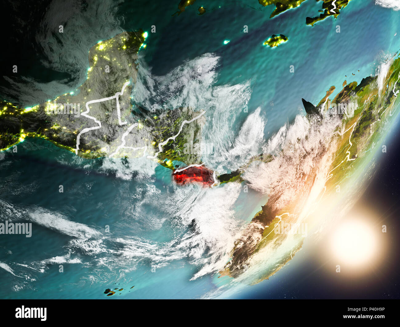Costa Rica from space with highly detailed surface textures and visible ...