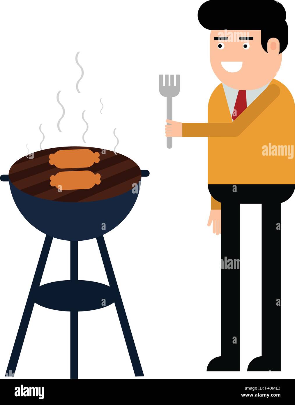 man grilling clipart