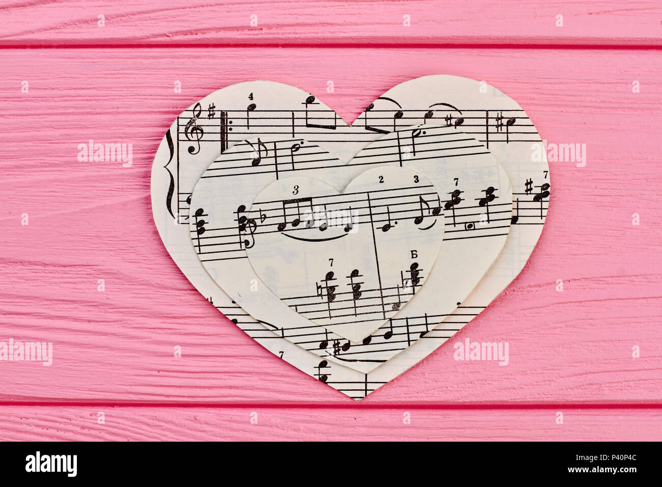 Collection Of Paper Hearts With Musical Notes Music Love Background Stock Photo Alamy