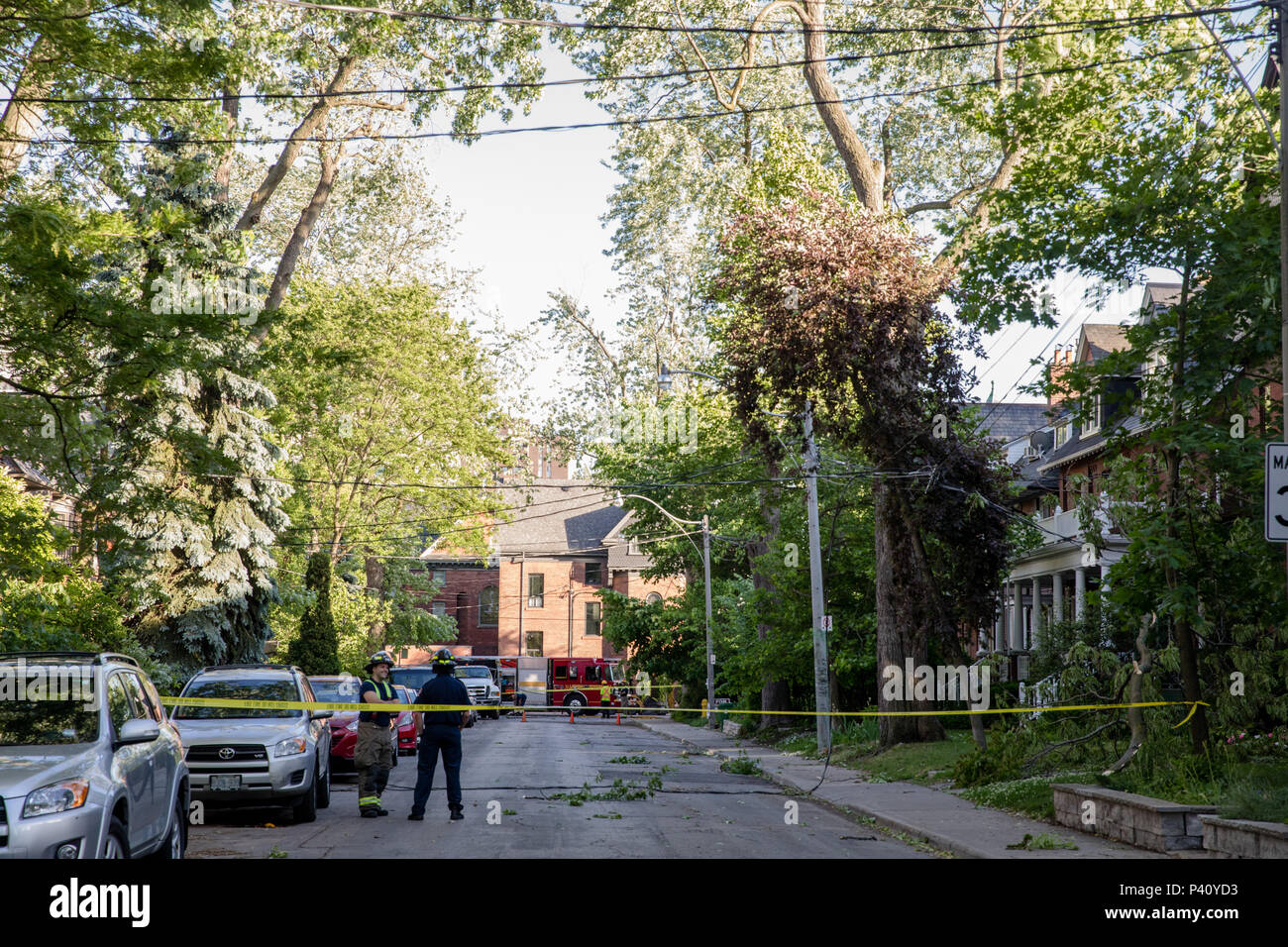 JUNE 13, 2018 - TORONTO, CANADA: AFTERMATH OF RAIN STORM IN THE ANNEX ...