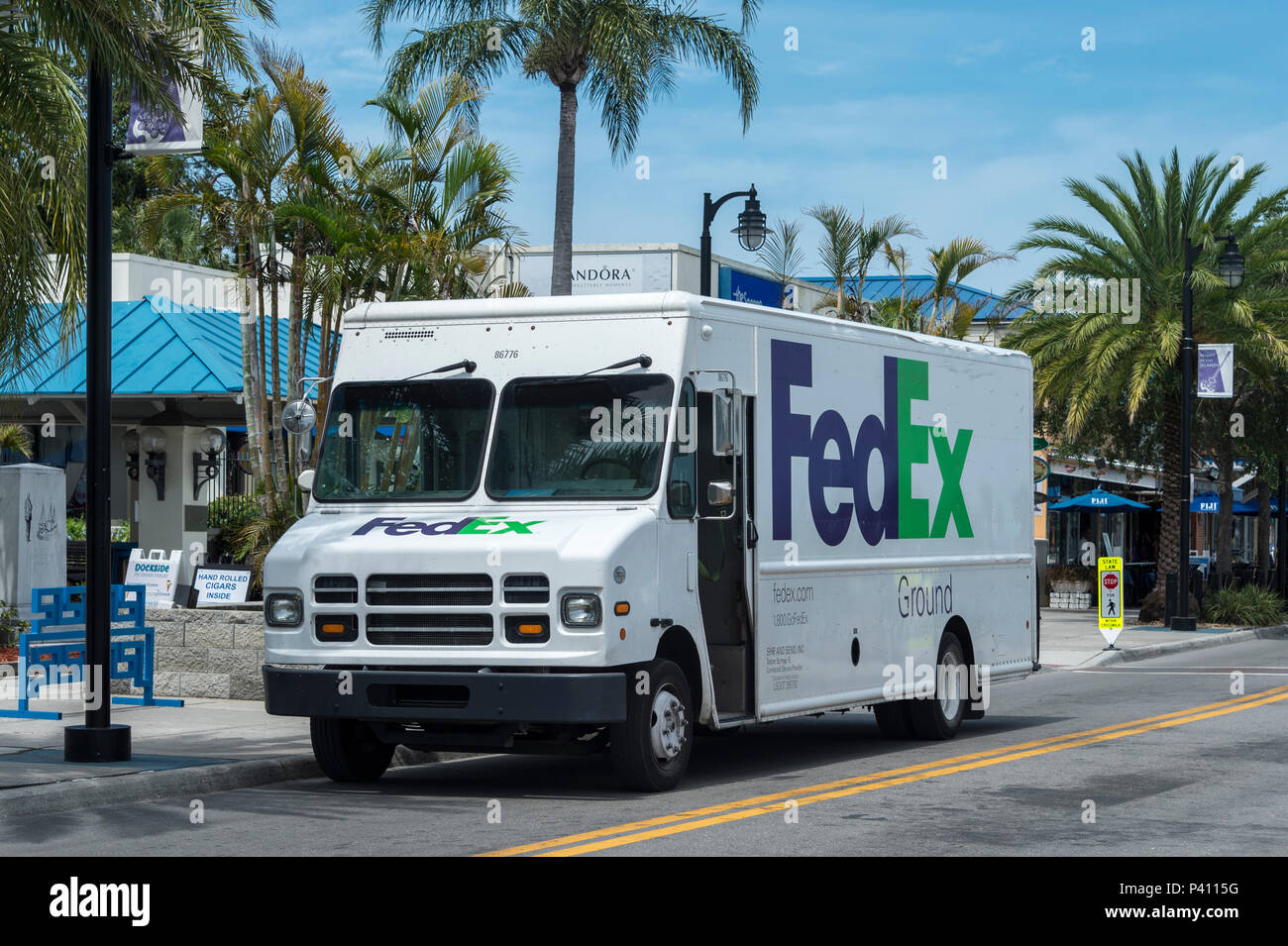 FedEx Ground van parked in the street, Tarpon Springs, Florida, USA Stock Photo