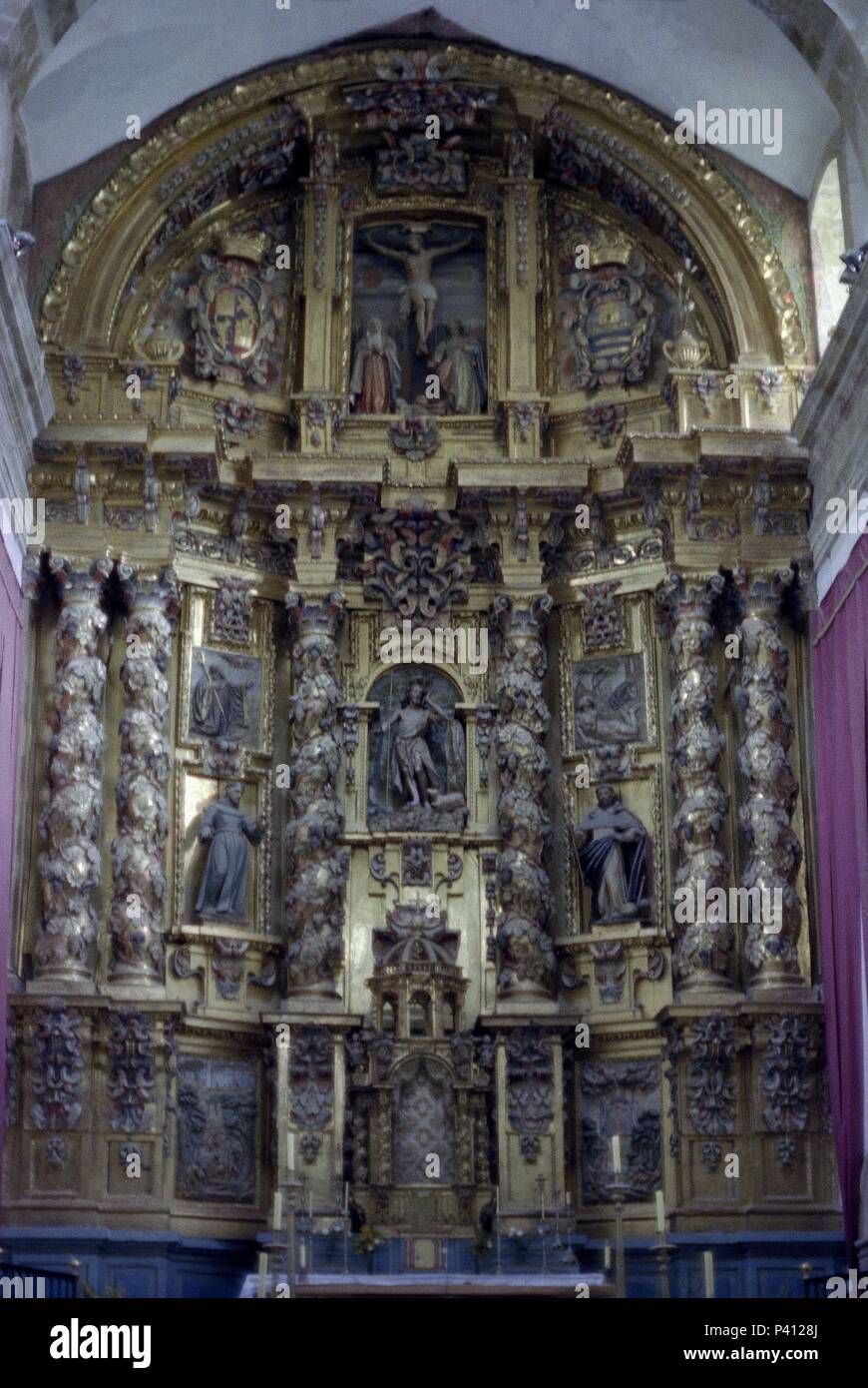 RETABLO MAYOR DE LA IGLESIA DEL MONASTERIO DE CORIAS - 1677-1678 - BARROCO ESPAÑOL. Author: FERNANDEZ, JUAN. Location: MONASTERIO, CORIAS, ASTURIAS, SPAIN. Stock Photo