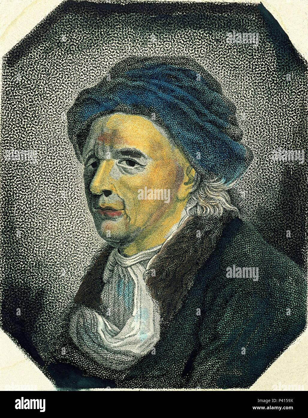 Leonhard Euler (1707-1783), Swiss mathematician. Lithograph. Basle. Author: August Heinrich Riedel (1799-1883). Location: INTERIOR, BASILEA, SWITZERLAND. Stock Photo