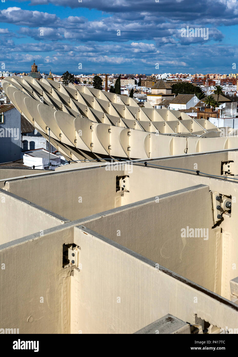 The Metropol Parasol from the roof, Plaza De La Encarnacion, Seville, Andalusia, Spain. Stock Photo