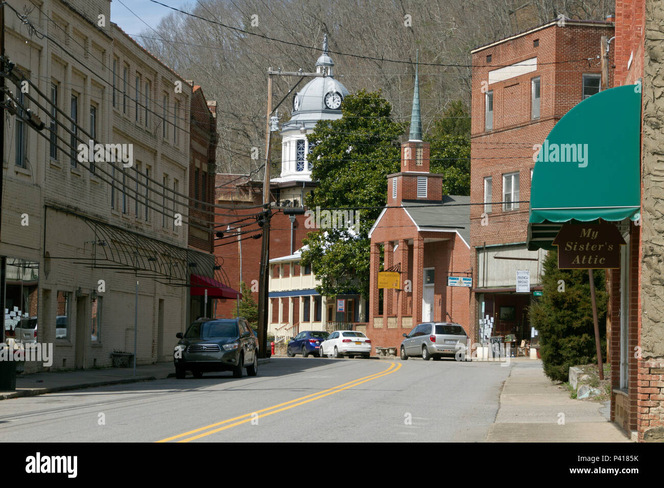 MARSHALL, NORTH CAROLINA, USA MARCH 17, 2018 The center of downtown Marshall, North Carolina