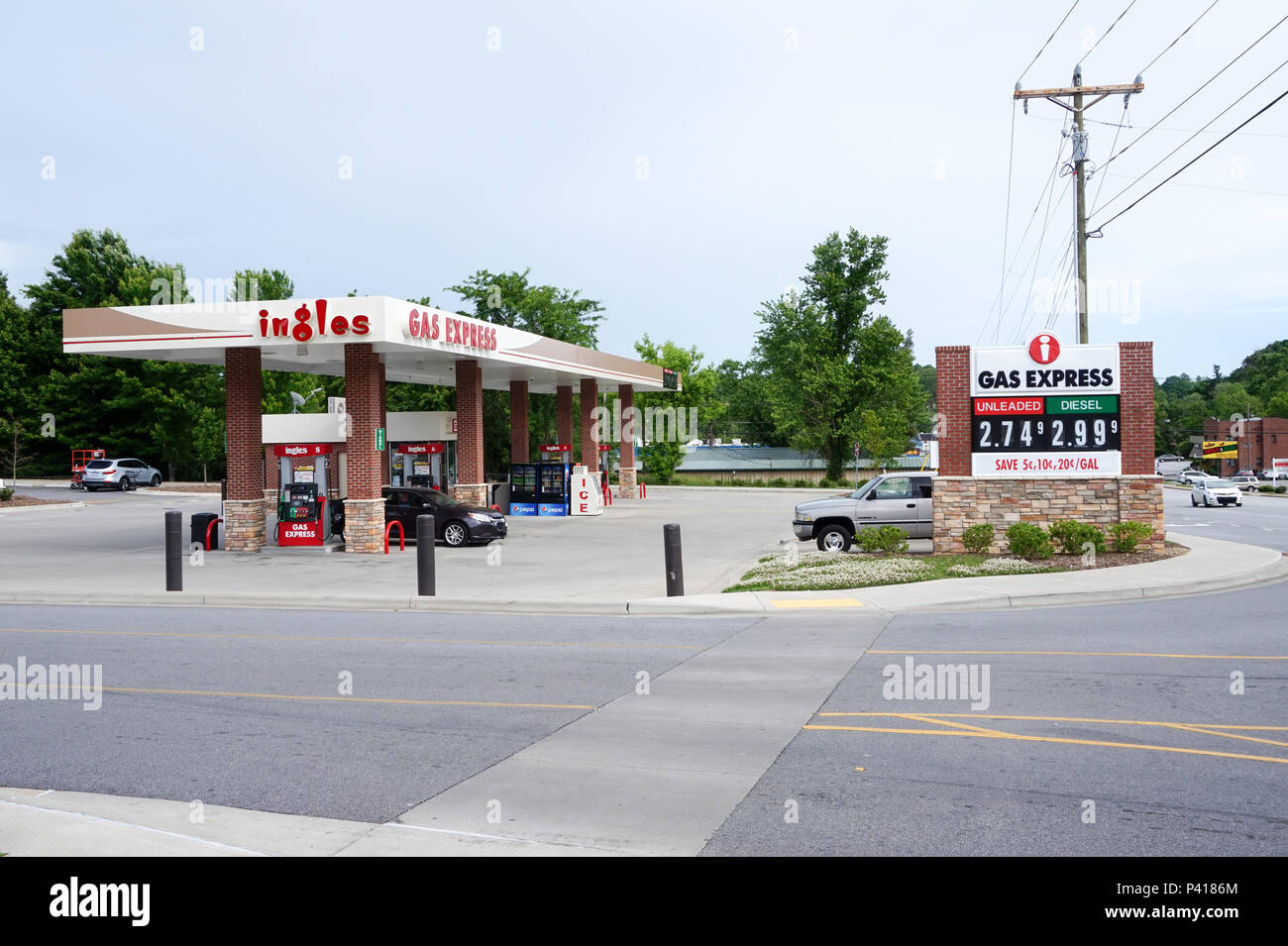 The Ingles Gas Express Station in Hendersonville. North Carolina Stock