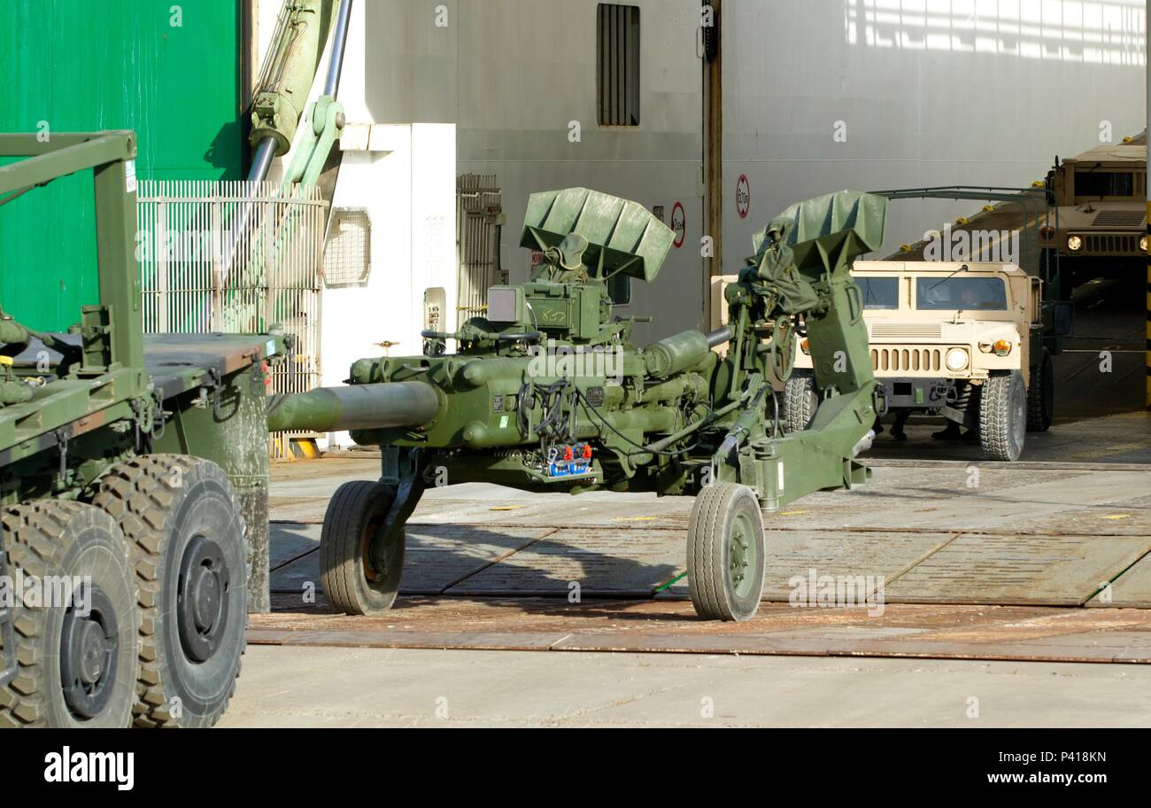 An M777 Howitzer Belonging To The U S Marines Is Towed Off A British An M777 Howitzer Belonging To The U S Marines Is Towed Off A British