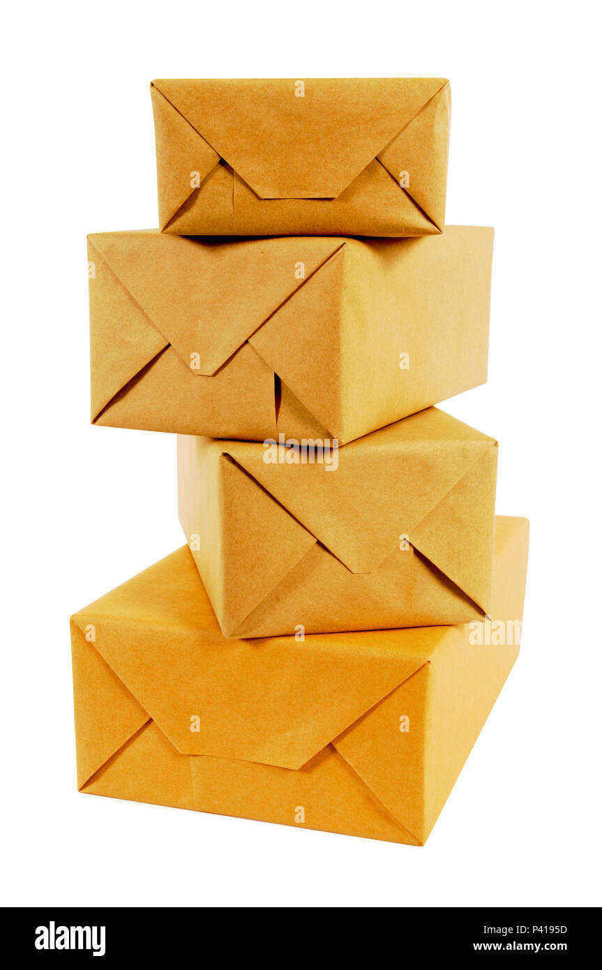 Stack of brown paper packages Stock Photo Alamy