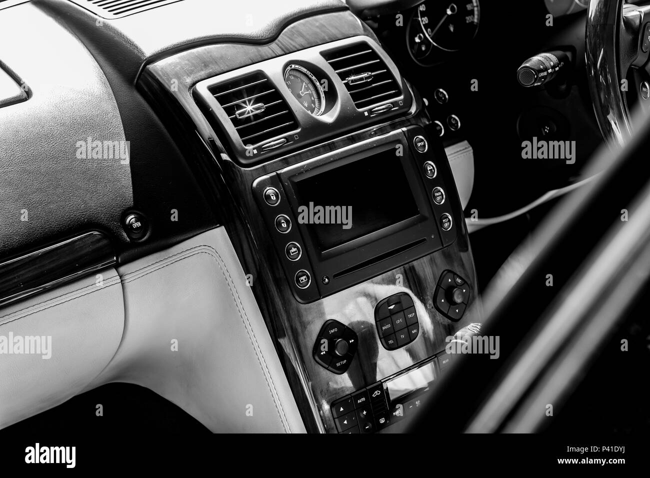 The centre console of a luxury Maserati Quattroporte saloon car Stock