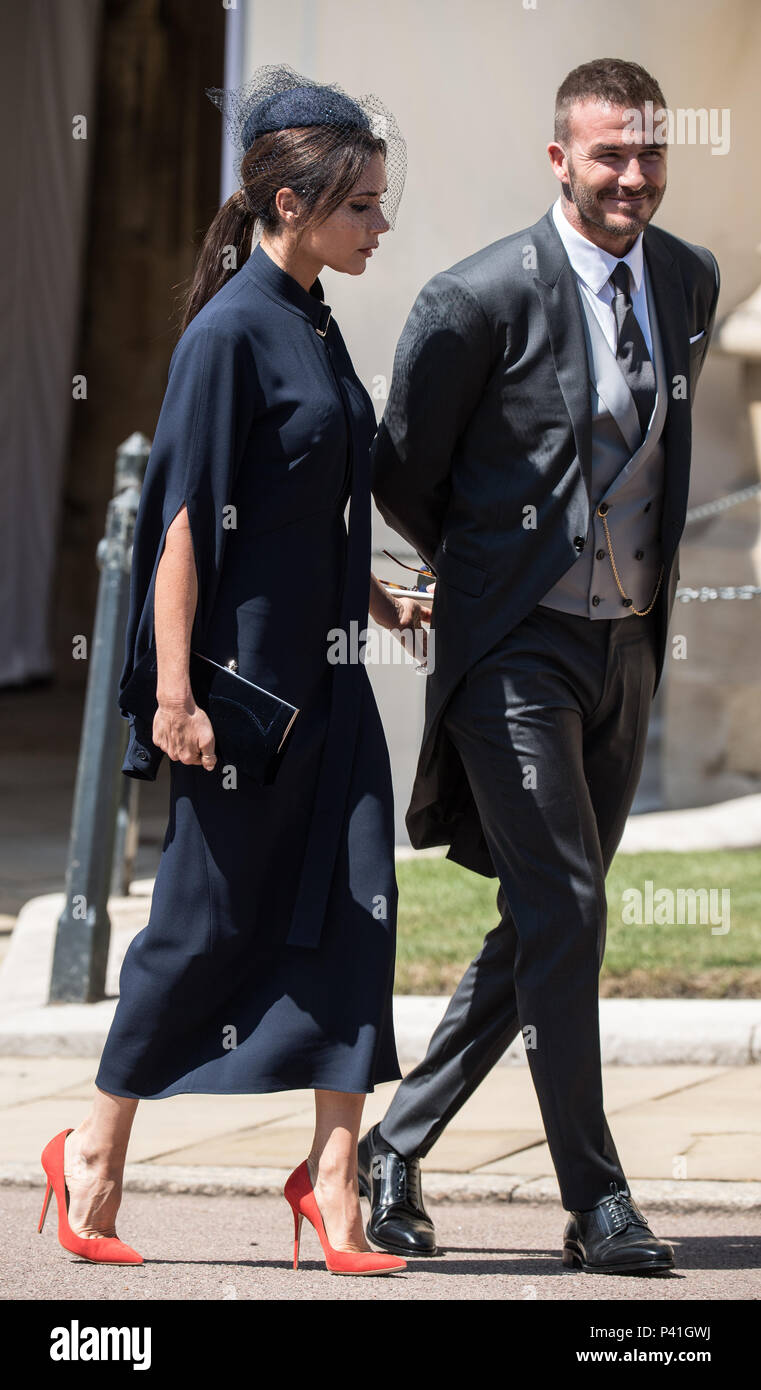 The wedding of Prince Harry and Meghan Markle at Windsor Castle Featuring:  Victoria Beckham, David Beckham Where: Windsor, United Kingdom When: 19 May  2018 Credit: John Rainford/WENN Stock Photo - Alamy