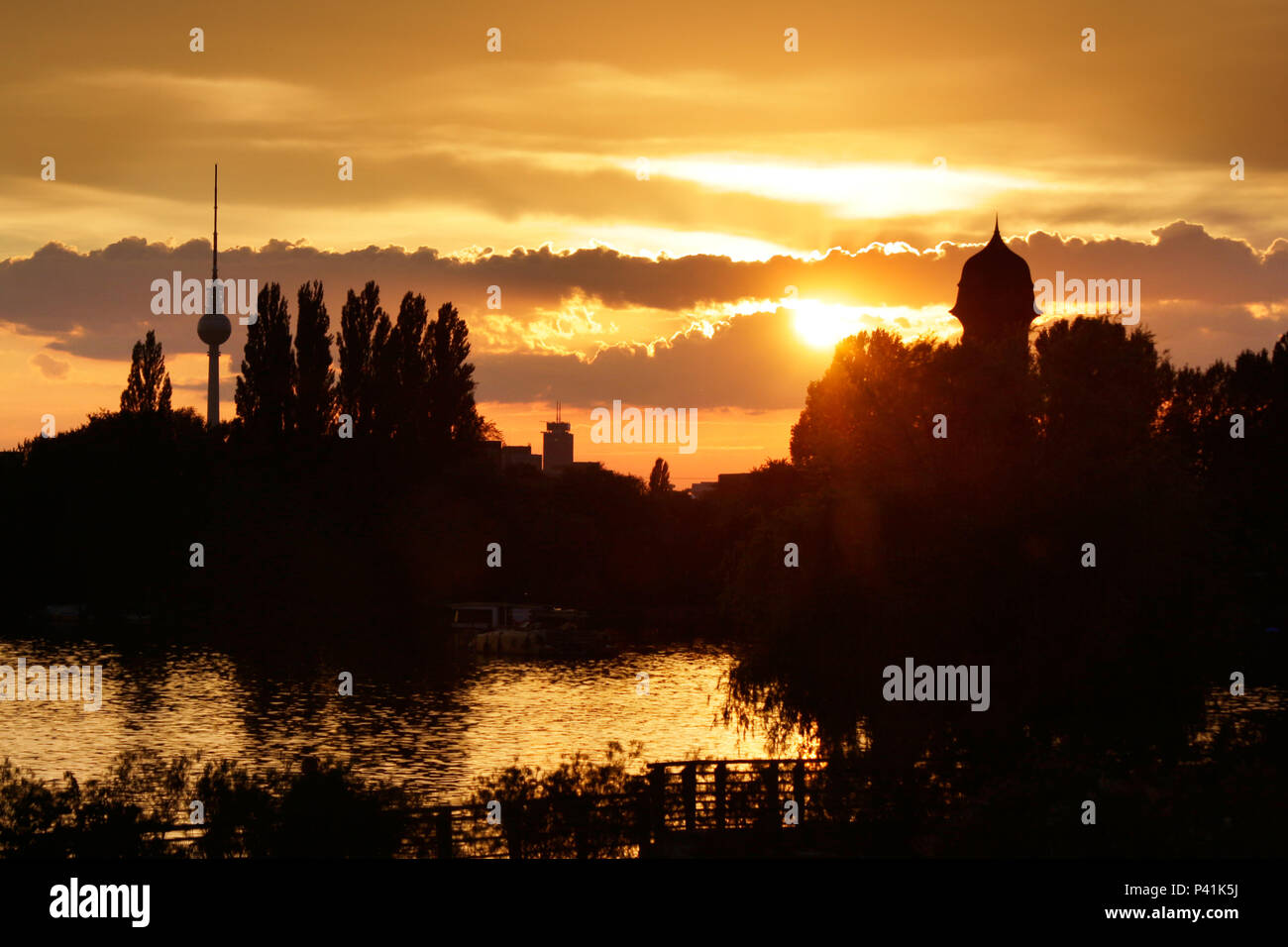 Berlin, Germany, sunset in the Rummelsburger bay Stock Photo - Alamy