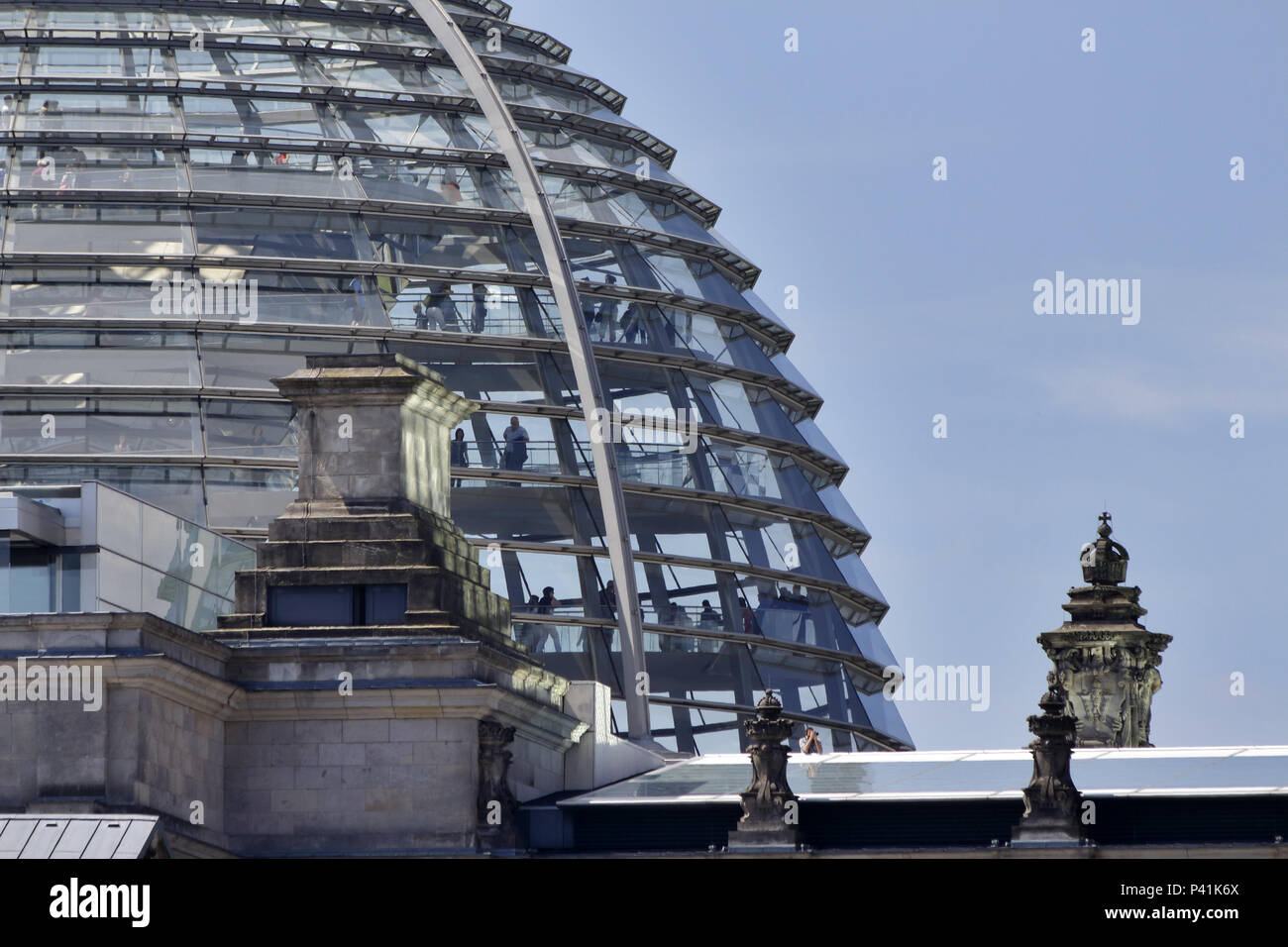 Berlin, Germany, visitors and Reichstag dome in Berlin-Tiergarten Stock Photo