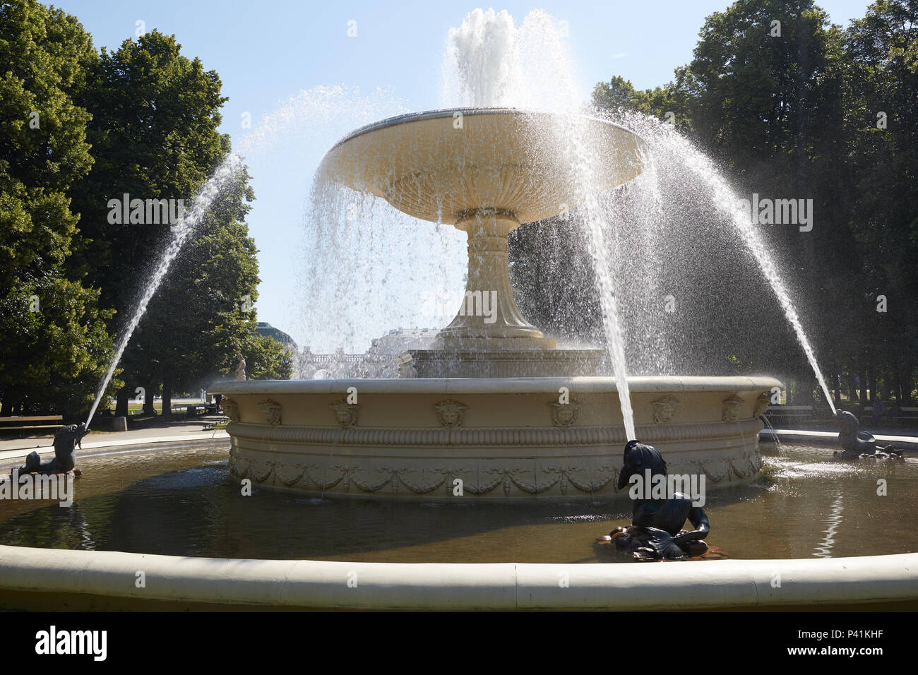 The fountain in Saxon Park (Saski Park), Warsaw, Poland. Stock Photo