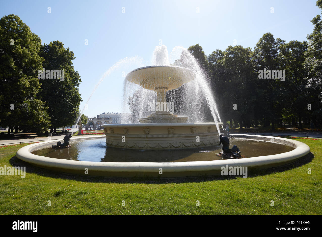 The fountain in Saxon Park (Saski Park), Warsaw, Poland. Stock Photo