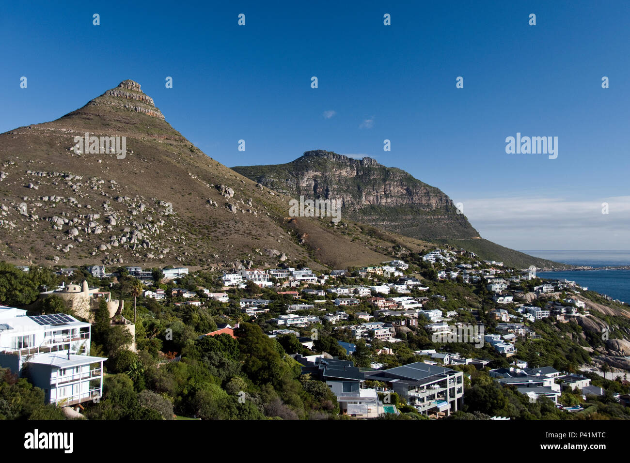Llandudno, an oceanfront residential suburb of Cape Town, with some of