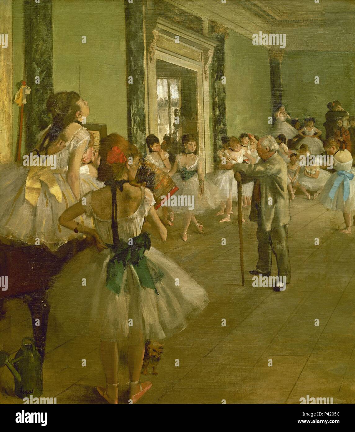 The Dancing Class - ca. 1873/76 - 85x75 cm - oil on canvas. Author: Edgar Degas (1834-1917). Location: MUSEE D'ORSAY, FRANCE. Also known as: CLASE DE BAILE. Stock Photo
