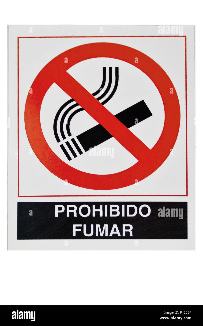 Placa de Prohibido Fumar Placa de Proibido Fumar Prohibido Parque Nacional do Iguazú Puerto Iguazu Argentina Stock Photo