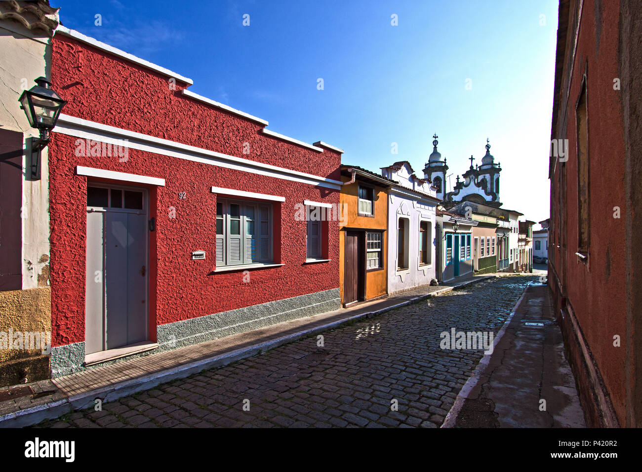 Colonial balconies on facade in Sao Joao del Rei, Brazil Stock Photo - Alamy