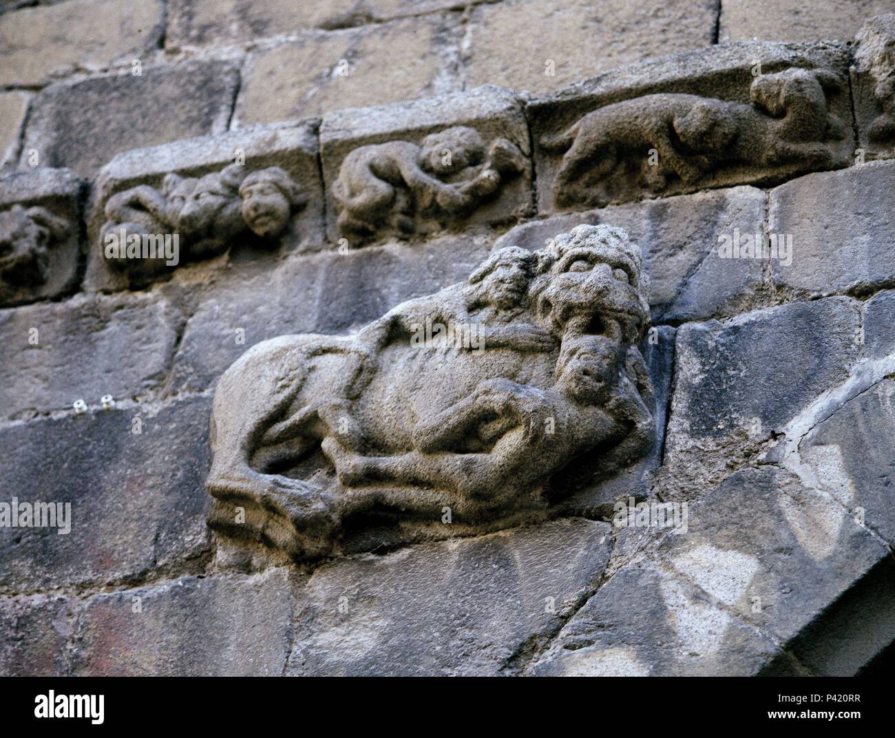 DETALLE DE LA FACHADA. Location CATEDRAL, SEO DE URGEL, LERIDA, SPAIN