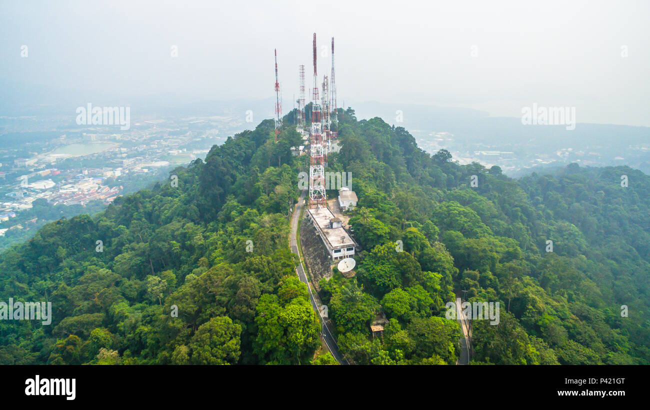 pollution of smoked cloud from wild fire in Sumatra island Indonesia cover  radio and television Station on the Mountain and all southern of Thailand  Stock Photo - Alamy