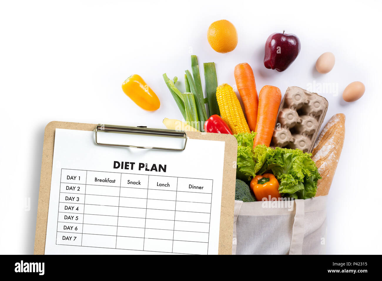 DIET PLAN healthy eating, dieting, slimming and weigh loss concept Stock Photo