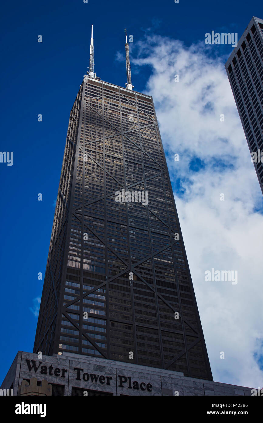 John Hancock building In structural engineering, the tube is a system where, to resist lateral loads (wind, seismic, impact). Stock Photo