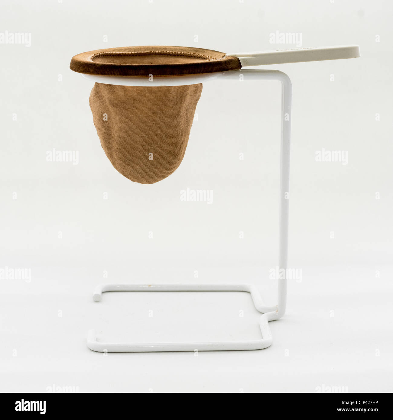 Coador de café de pano. Stock Photo