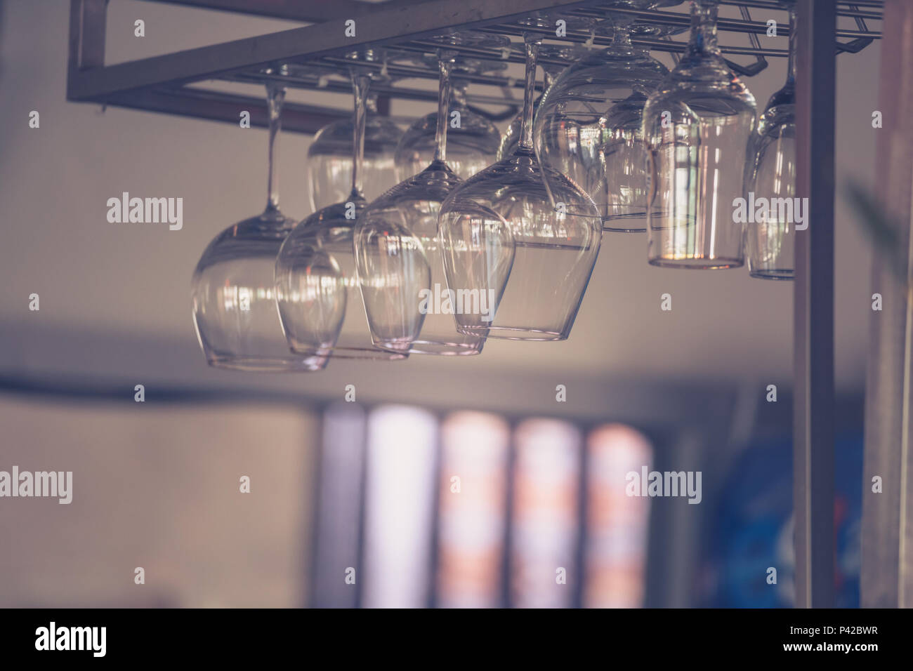 Wine Glass Shelves, interior design Stock Photo - Alamy