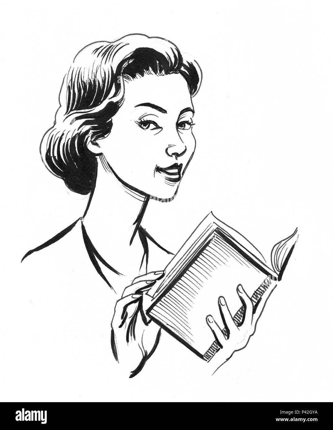 Smiling reading Black and White Stock Photos & Images - Alamy