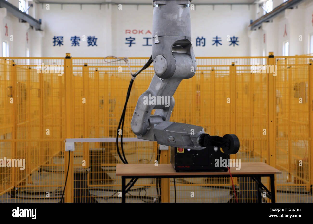 Zoucheng, Zoucheng, China. 20th June, 2018. Zoucheng, CHINA-20th June 2018: Numerous robots can be seen at the largest base of robot manufacturing in Zoucheng, east China's Shandong Province. Credit: SIPA Asia/ZUMA Wire/Alamy Live News Stock Photo