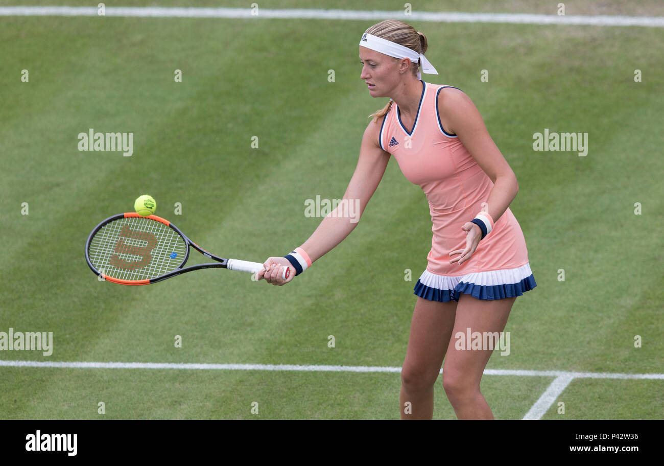 Birmingham, UK. 20th June 2018. Kristina Mladenovic of France in action against Magdalena Rybarikova of Slovakia during the Nature Valley Classic WTA Tour event at Edgbaston Priory Club, Birmingham, UK on Wednesday 20th June 2018. Credit: James Wilson/Alamy Live News Stock Photo