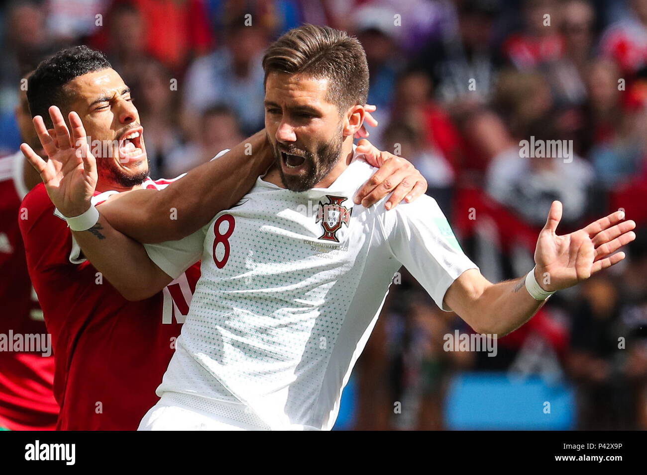 Moscow Russia 20th June 2018 Morocco S Younes Belhanda L And
