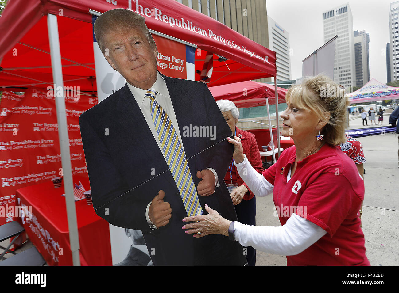 San Diego, California, USA. 20th June, 2018. Republican Party supporter ...