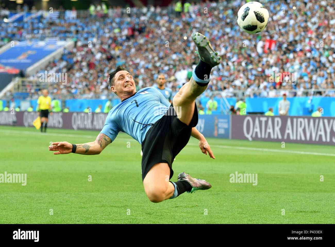 Rostov On Don, Russland. 20th June, 2018. Cristian RODRIGUEZ (URU), artistic, action, individual action, frame, cut out, full body, whole figure. Uruguay (Saudi Arabia (KSA) 1-0, preliminary round, group A, match 18, on 20/06/2018 in Rostov-on-Don, Rostov Arena Football World Cup 2018 in Russia from 14.06 - 15.07.2018. | Usage worldwide Credit: dpa/Alamy Live News Stock Photo