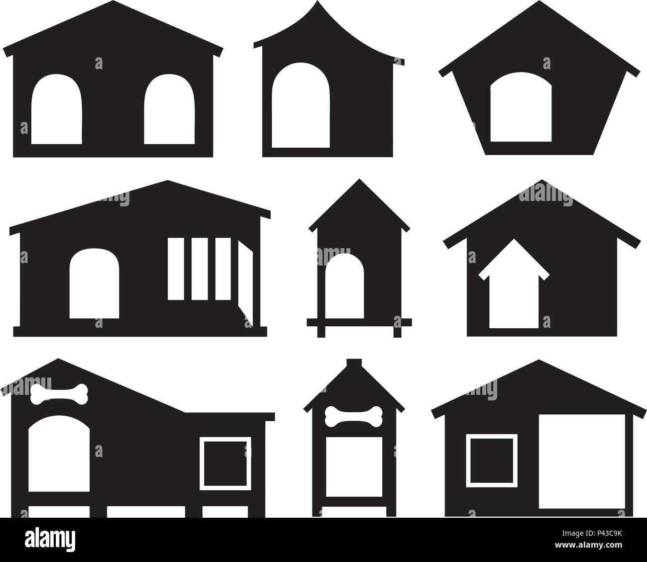 Set of different dog houses isolated on white Stock Vector Image & Art