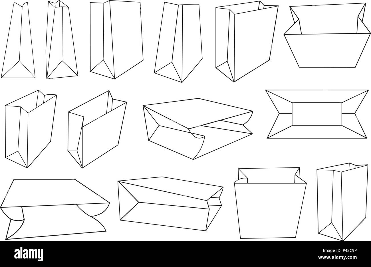 Paper Bag Box Pattern Kraft paper box Black and White Stock Photos & Images - Alamy